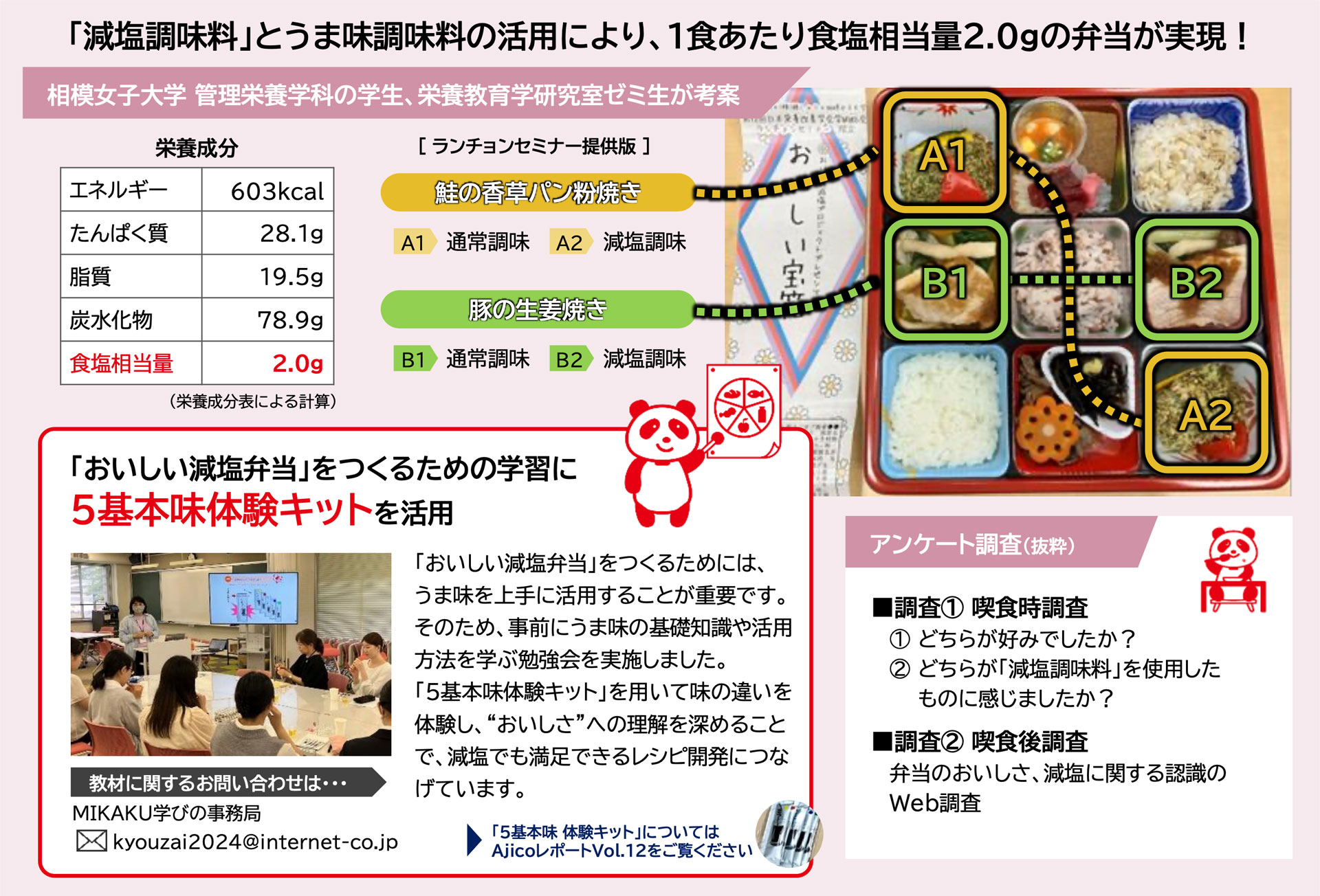 日本栄養改善学会学術総会 ランチョンセミナー減塩弁当『おいしい宝箱』味比べ