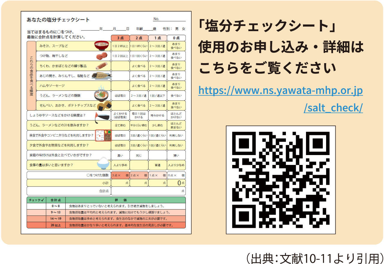 塩分チェックシート(塩分摂取習慣13項目)